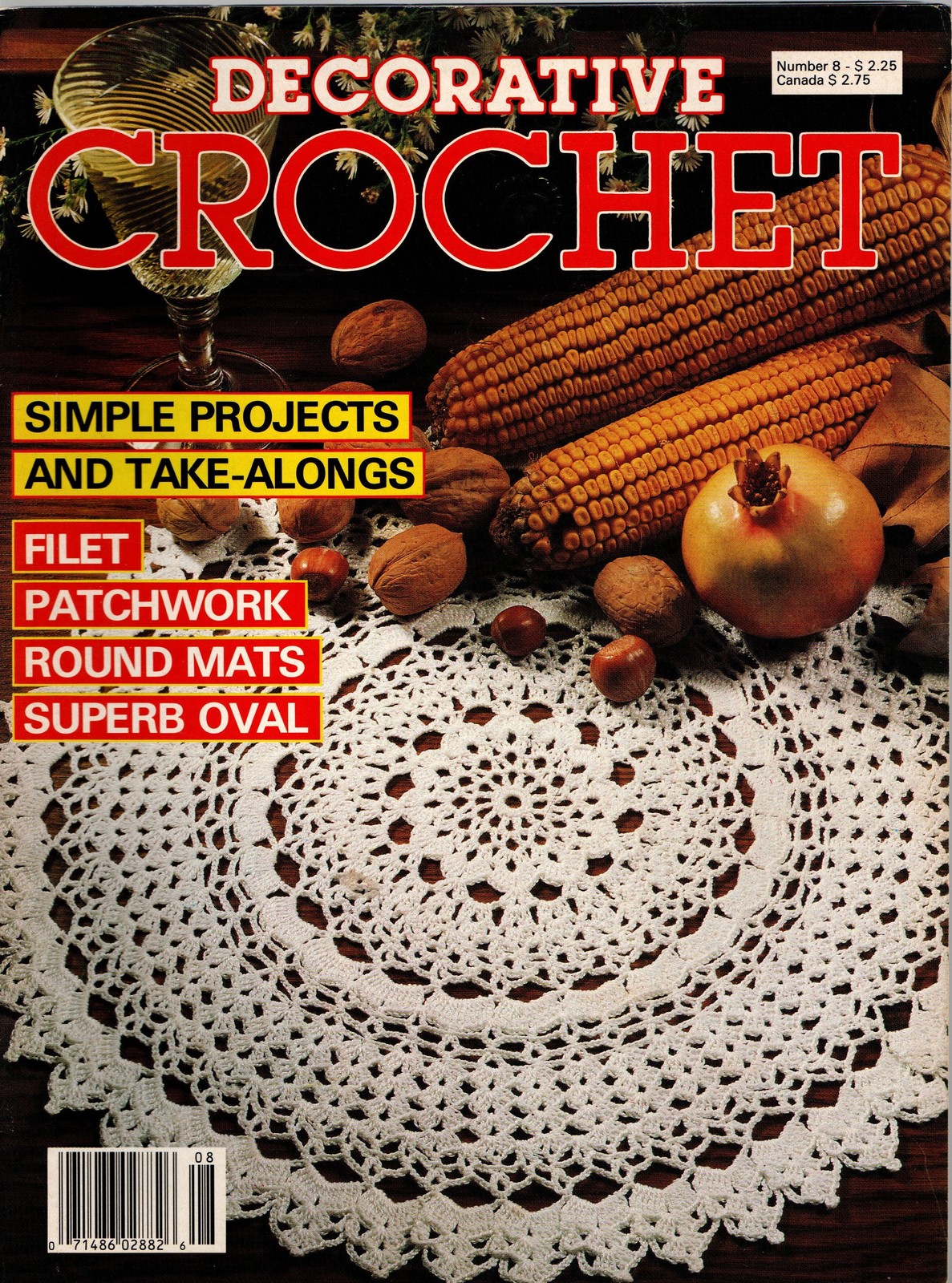 Decorative Crochet Vintage Magazine No. 8 March 1989 Filet Patchwork Mats Oval