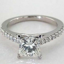 Sterling Silver 2.35Ct Princess Cut Solitaire Moissanite Engagement Ring Band - £78.35 GBP