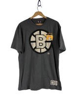 Boston Bruins T Shirt Large Gray Spell Out Logo NHL Mens Short Sleeve Knit - $27.87