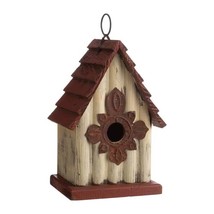 Outdoor A-Frame Solid Wood Bird House with Terracotta Color Slatted Roof - $86.49