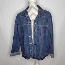 Westbound Denim Jacket with Beading Some Beads coming off Cotton Size Large - £19.20 GBP