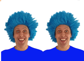 2 PACK Blue Fuzzy USA Team Spirit 80s Punk Wig Costume Kids or Adult One... - £20.91 GBP