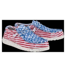 Hey Dude wally patriotic stars and stripes shoe in White/Red Stripes - $48.00