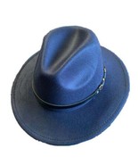 Navy Fedora Wide Brim Panama Cowboy Hat UNISEX - £32.83 GBP