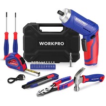 WORKPRO Home Tool Kit with 3.7V Rotatable Electric Screwdriver, 18PCS General Ho - £36.87 GBP