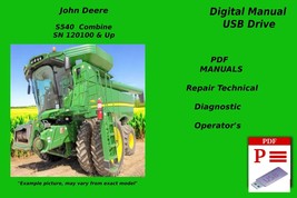 John Deere S540 Combine SN 120100 &amp; Up Technical &amp; Diagnostic Manual Set USB - $47.49