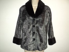 Guess Jacket Coat Size M Medium Faux Fur Snakeskin Print Gray and Black - £23.84 GBP