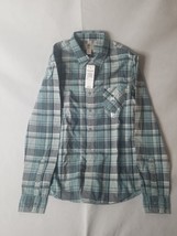 Timberland Plaid Shirt Men&#39;s Small Long Sleeve Button-down Blue Aqua Gray CA5 - £19.56 GBP
