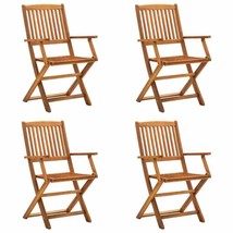 Outdoor Garden Wooden Set Of 2 4 6 8 Folding Patio Chairs With Armrest Wood Seat - £297.49 GBP