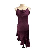 Allen Schwartz Dress 4 Purple Satin Slip Midi Asymmetrical Ruffle Fairy ... - $71.36 CAD