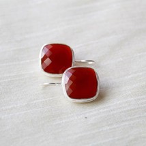 100% Solid 925 Sterling Silver Carnelian Gemstone wedding Earrings Gifts for Her - £46.42 GBP