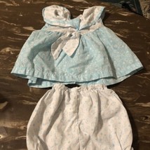 90A Vintage Blue Floral Dress 3-6 Month Dress With Bloomers - £10.03 GBP