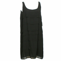 EILEEN FISHER Black Sheer Silk Tiered Layer Sleeveless Dress S - £127.49 GBP