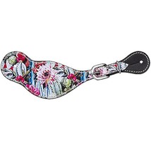 Tough 1 Cactus Flower Screen Print Dark Oil Spur Straps Ladies - £16.34 GBP