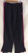 Vtg ADIDAS Black w/ Pink (magenta) Stripes Size Medium Mesh lined warmup - £14.32 GBP