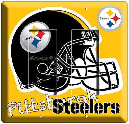 PITTSBURGH STEELERS FOOTBALL TEAM LOGO DOUBLE GFCI LIGHT SWITCH WALL PLATE COVER