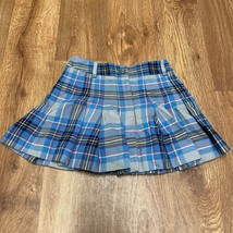 Brooks Brothers Fleece Girls Blue Plaid Pleated Skirt Size 5 XS Adjustable Waist - £20.25 GBP