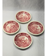 Vintage SPODE 5.875&quot; Saucer Dessert Plate TOWER PINK - Set Of 4 - England - $24.98