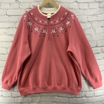 Blair Sweatshirt Womens XL Fleece Quarter Zip Pink  Floral Granny Core - £12.55 GBP