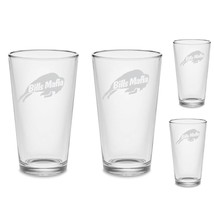 SET Buffalo Bills Mafia Pint Beer Glasses Etched Tumblers Drinkware - £33.64 GBP+