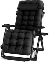 Oversized Zero Gravity Chair, Lawn Recliner, Reclining Patio, Black Cushion - £122.66 GBP