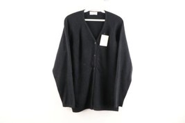 NOS Vtg 80s Rockabilly Womens L Wool Angora Knit Cardigan Sweater Black ... - $118.75