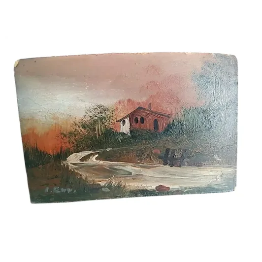 Oil painting on wood Toscany Italy country side Toscana Original from 19... - $109.00