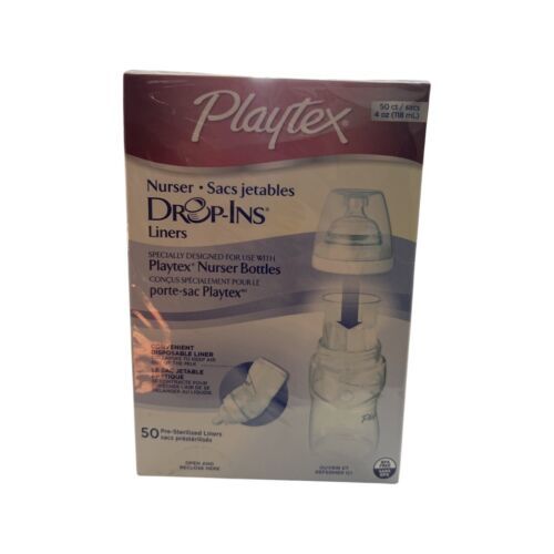 Primary image for Playtex Drop-Ins Liners for Nurser Bottles 4 oz 50 Count Brand New Sealed
