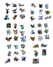 Cool Pokémon Eeve Evolution Assorted 3D Colorful PC Stickers 50 PCS NEW - £15.68 GBP