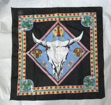 Vintage Southwest Native American Design Bandana Scarf Steer, Skull, Etc. USA  - $19.79