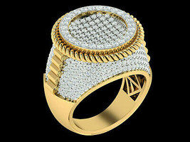 14 Karat Gelbgold-Finish 3,40 Ct Diamant-Cluster-Ring in runder Form für Herren - £92.72 GBP