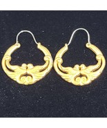 Avon Kissing LoveBirds Gold Tone Hoop Pierced Snap Hook Fashion Earrings... - $31.82 CAD