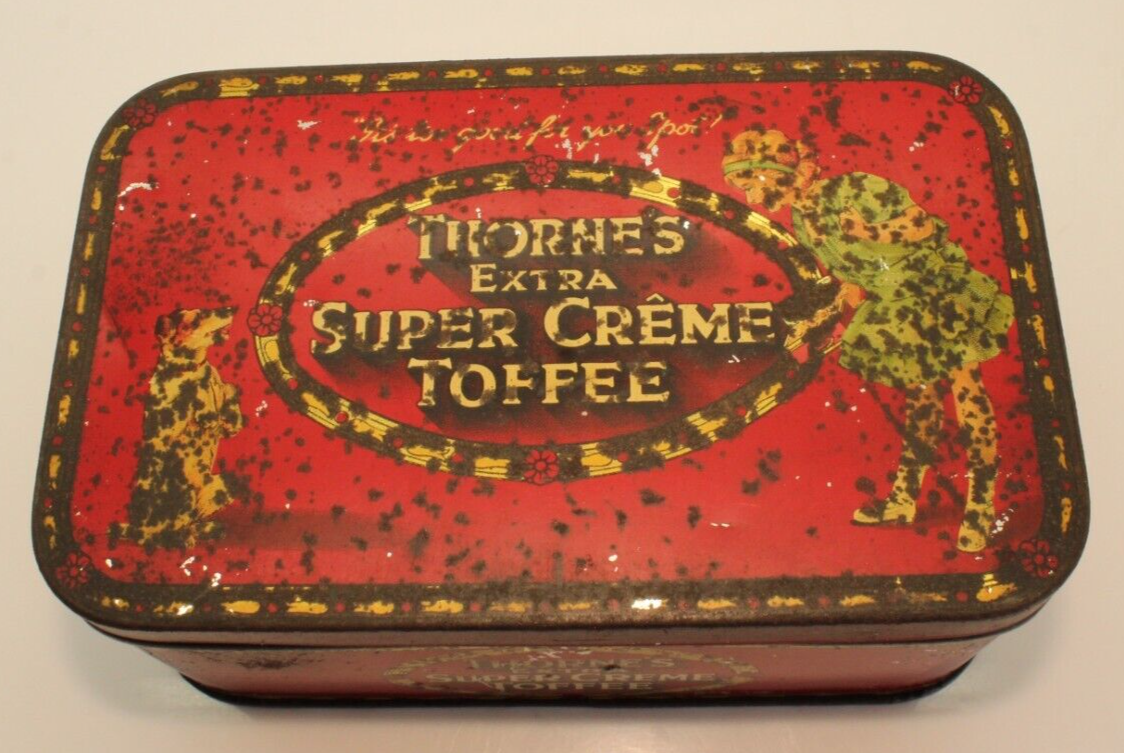 Primary image for Vintage Thornes Extra Super Creme Toffee Red Hinged Tin Rare Find