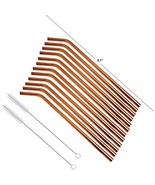 Prisha India Craft Eco-Friendly Bend Drinking Copper Cocktail Straws Set... - £23.82 GBP