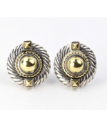 David Yurman Renaissance 14K Gold Sterling Silver Large Button Style Ear... - $695.00