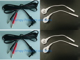 2 Electrode Cables + Adapters  for iReliev ET-7070 ET-1313 Use Snap OR Pin Pads! - £16.69 GBP