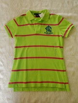 NWT Ralph Lauren Sport Green Pink Striped Polo Shirt Misses Size XS Cotton - £23.52 GBP