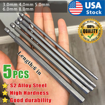 5Pcs Hex Screwdriver Bit Set Security Magnetic Hexagon Head Shank Extra Long 6" - £17.52 GBP