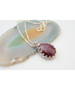 Sterling Silver Ruby Teardrop Pendant and Chain - $1,798.20 MXN