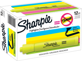 Sharpie Tank Highlighters, Chisel Tip, Fluorescent Yellow, 12 Count - $10.13