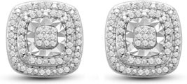 2 Ct Round Cut Diamond Cluster Unisex Stud Earrings 14K White Gold Finish - £71.31 GBP