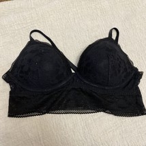 Victoria’s Secret Black Bralette Size M B80/C75/D75/A80 Lace Floral  - £6.46 GBP