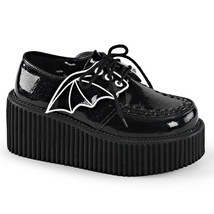 DEMONIA CRE205/BGVY Punk Goth Black Glitter Platform Bat Wing Creepers S... - $78.95