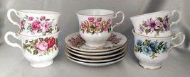 Lot (5 Sets) Vintage Ridgway QUEEN ANNE Bone China Floral Tea Cup &amp; Saucer Sets - £61.94 GBP