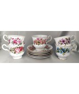 Lot (5 Sets) Vintage Ridgway QUEEN ANNE Bone China Floral Tea Cup &amp; Sauc... - $78.40