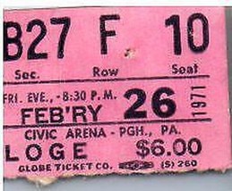 James Taylor Ticket Stub Février 26 1971 Pittsburgh Pennsylvania - $71.22
