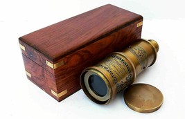 Vintage nautical antique brass 20&quot; telescope victorian 1915 with wooden box gift - £68.33 GBP