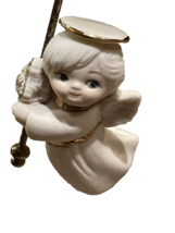 Porcelain Christmas Angel Ornament Hand Painted Holiday Decoration - $18.00