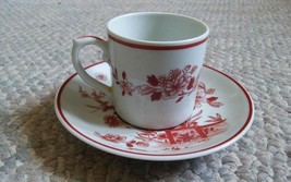 Vista Alegre Demitasse Cup &amp; Saucer Set Portugal Red Floral Pattern - £69.78 GBP