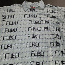 FUBU Logo All Over Print Button Up Shirt Mens XXXL Grey EUC - £22.29 GBP